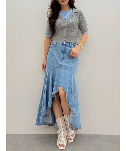 MERCURYDUO(マーキュリーデュオ)の「バイカラーフェイクレイヤードニット(ニット/セーター・レディース・グレー/オフホワイト/ネイビー・FREE)」の22枚目の写真