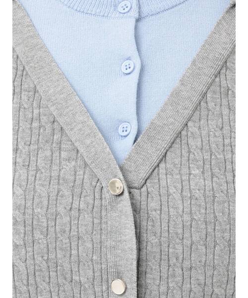 MERCURYDUO(マーキュリーデュオ)の「バイカラーフェイクレイヤードニット(ニット/セーター・レディース・グレー/オフホワイト/ネイビー・FREE)」の6枚目の写真