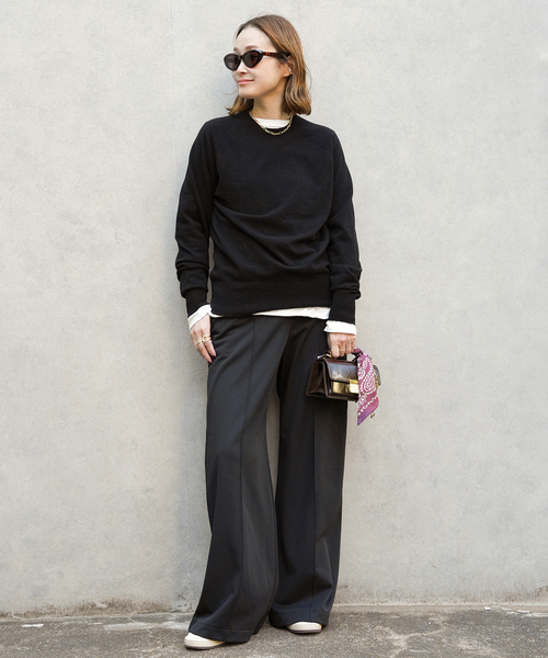 ドゥーズィエムクラス ウール100% CAPRIクルーネックプルオーバー 黒 CAPRI クルーネック プルオーバー（ニット／セーター）｜Deuxieme