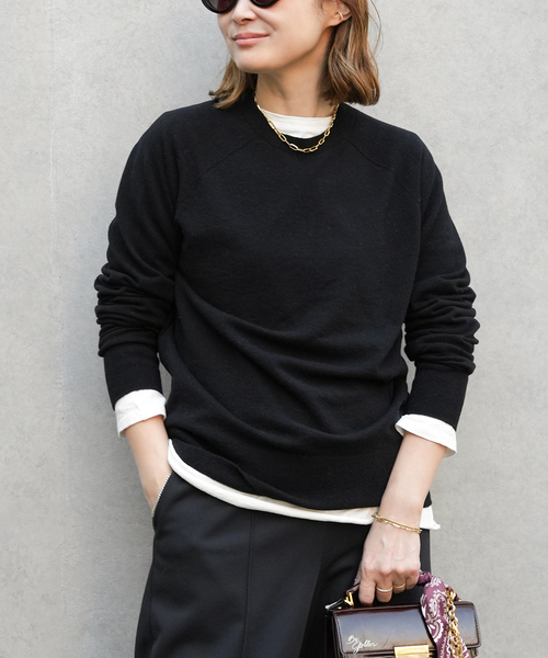 【ほぼ未使用】ドゥーズィエムクラス　capriクルーネックプルオーバー　ブラック CAPRI クルーネック プルオーバー（ニット/セーター）｜capri（カプリ