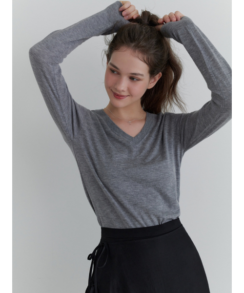 RE_L（リエル）の「Fond v-neck knit (gray)（ニット/セーター・レディース・その他・FREE）」の3枚目の写真