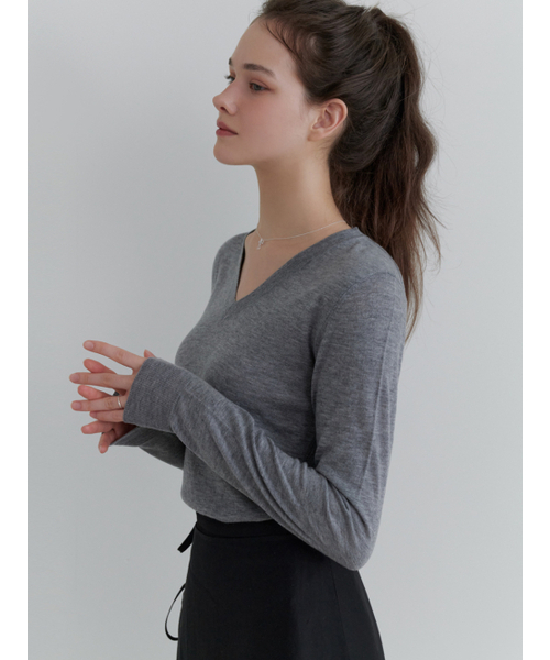 RE_L（リエル）の「Fond v-neck knit (gray)（ニット/セーター・レディース・その他・FREE）」の6枚目の写真