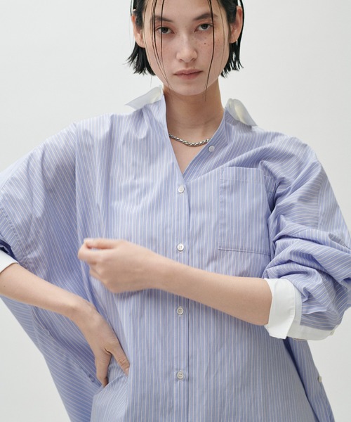 LARUTA（ラルータ）の「【LARUTA】マルチwayBIGシャツ（シャツ/ブラウス・レディース・オフホワイト/ピンク/サックスブルー/ネイビー/その他1/その他2・FREE）」の6枚目の写真