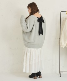 【大きいサイズ】2WAYベロアリボンラメニット