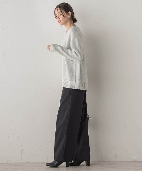 Droite lautreamont（ドロワットロートレアモン）の「スパンコールVネックニット≪手洗い可能≫（ニット/セーター・レディース・オフホワイト/ブラック/ピンク・M）」の11枚目の写真