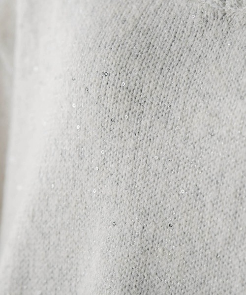 Droite lautreamont（ドロワットロートレアモン）の「スパンコールVネックニット≪手洗い可能≫（ニット/セーター・レディース・オフホワイト/ブラック/ピンク・M）」の8枚目の写真