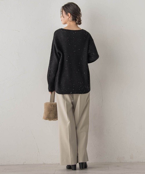 Droite lautreamont（ドロワットロートレアモン）の「スパンコールVネックニット≪手洗い可能≫（ニット/セーター・レディース・オフホワイト/ブラック/ピンク・M）」の21枚目の写真