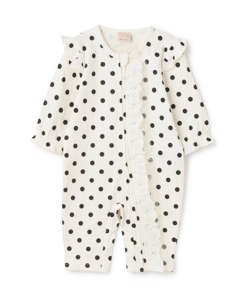 petit main（プティマイン）の「レースフリルカバーオール（ロンパース・キッズ・アイボリー/イエロー・80ｃｍ/70cm）」の2枚目の写真