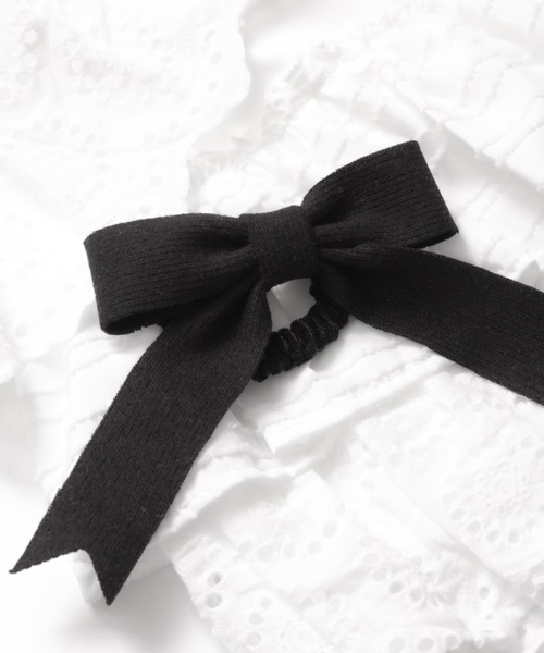 LINFA　（リンファ）の「ニットリボンヘアゴム（ヘアゴム・レディース・ピンク/アイボリー/ブラック/ブラウン・FREE）」の2枚目の写真