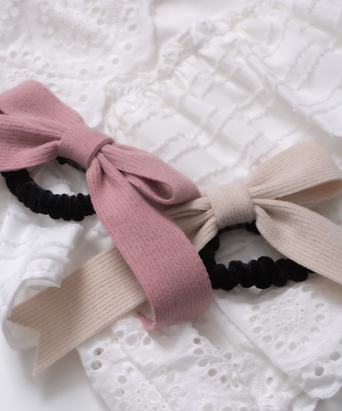 LINFA　（リンファ）の「ニットリボンヘアゴム（ヘアゴム・レディース・ピンク/アイボリー/ブラック/ブラウン・FREE）」の6枚目の写真