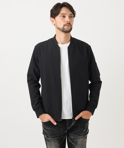 MICHEL KLEIN HOMME   （ミッシェルクランオム）の「【セットアップ】ビックへリンボンMA-1ブルゾン（MA-1・メンズ・ブラック・MEDIUM/LARGE/X-LARGE）」の2枚目の写真