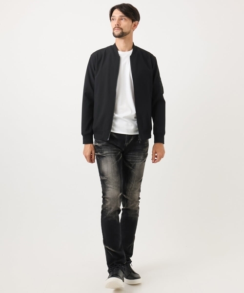 MICHEL KLEIN HOMME   （ミッシェルクランオム）の「【セットアップ】ビックへリンボンMA-1ブルゾン（MA-1・メンズ・ブラック・MEDIUM/LARGE/X-LARGE）」の3枚目の写真