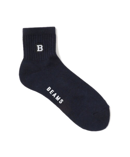 BEAMS（ビームス）の「B パッチ ショートソックス（ソックス/靴下・メンズ・グレー/ブラック/ホワイト/ネイビー・ONE SIZE）」の4枚目の写真