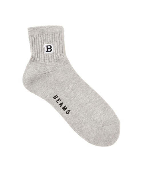 BEAMS（ビームス）の「B パッチ ショートソックス（ソックス/靴下・メンズ・グレー/ブラック/ホワイト/ネイビー・ONE SIZE）」の3枚目の写真