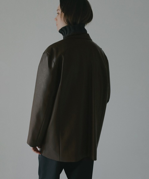 MANOF(マノフ)の「MINIMAL LEATHER JACKET(その他アウター・レディース・アイボリー/イエロー/ブラウン・M/S)」の4枚目の写真