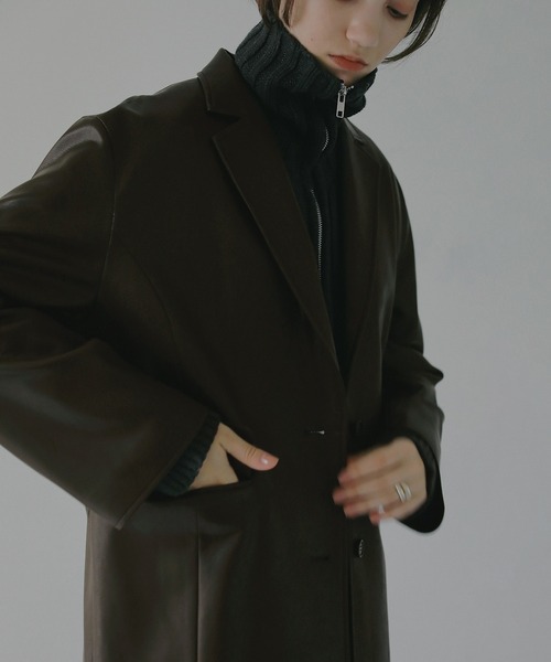 MANOF(マノフ)の「MINIMAL LEATHER JACKET(その他アウター・レディース・アイボリー/イエロー/ブラウン・M/S)」の5枚目の写真