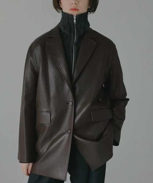 MANOF(マノフ)の「MINIMAL LEATHER JACKET(その他アウター・レディース・アイボリー/イエロー/ブラウン・M/S)」の6枚目の写真