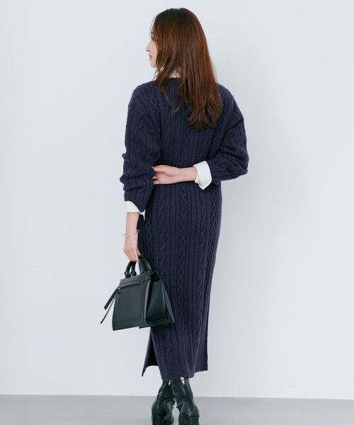 COHINA（コヒナ）の「ケーブルミックスニットワンピース 【低身長・小柄女性】（ワンピース・レディース・ベージュ/レッド/ネイビー・SHORT/REGULAR）」の20枚目の写真