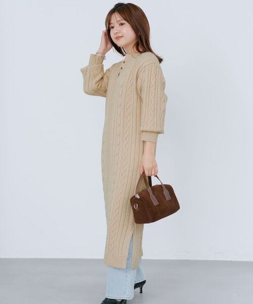 COHINA（コヒナ）の「ケーブルミックスニットワンピース 【低身長・小柄女性】（ワンピース・レディース・ベージュ/レッド/ネイビー・SHORT/REGULAR）」の17枚目の写真