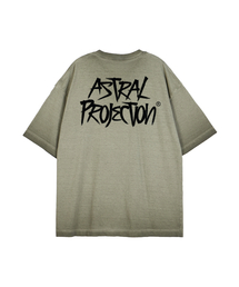 グラフィティレタリングピグメントルーズフィット半袖Tシャツ_カーキ