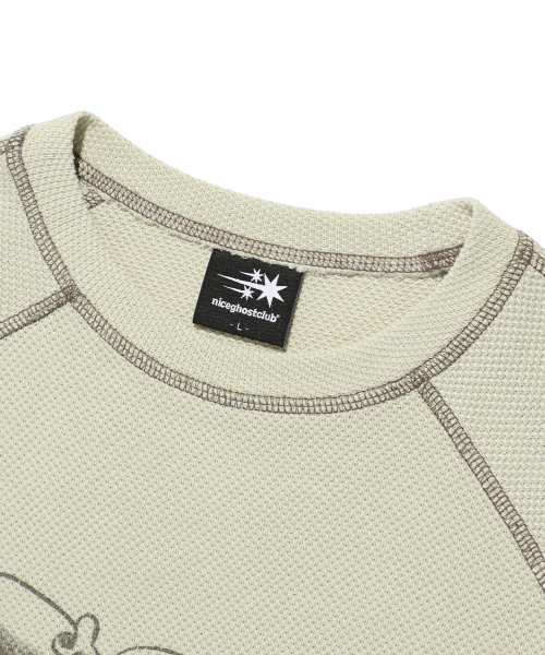 NICE GHOST CLUB（ナイスゴーストクラブ）の「SKULL RIBBON WAFFLE L/S TEE_IVORY(NG2EFUT557A)（Tシャツ/カットソー・レディース・アイボリー・L/M/S）」の3枚目の写真