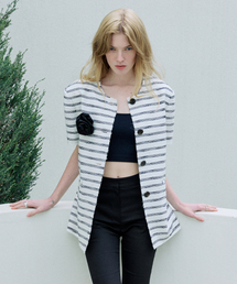 COMBSTUDIO（コムスタジオ）の「CO OVER FIT SUMMER STRIPE TWEED JACKET_NAVY（その他アウター）」