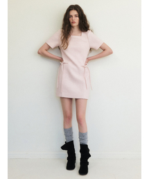 Strap Tweed Mini Dress, Light Pink