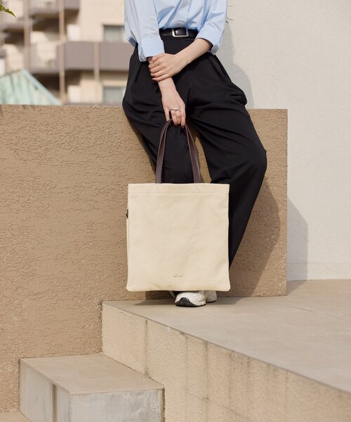 gemeil（ジェムイル）の「レザーハンドルキャンバストートバッグ(PT-347)（トートバッグ・レディース・ダークブラウン/ブラック・FREE）」の3枚目の写真