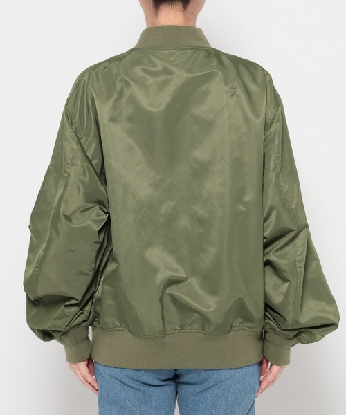 mysty woman（ミスティウーマン）の「ミリタリーMA1ブルゾン 652157（MA-1・レディース・オリーブ/ブラック・FREE）」の9枚目の写真