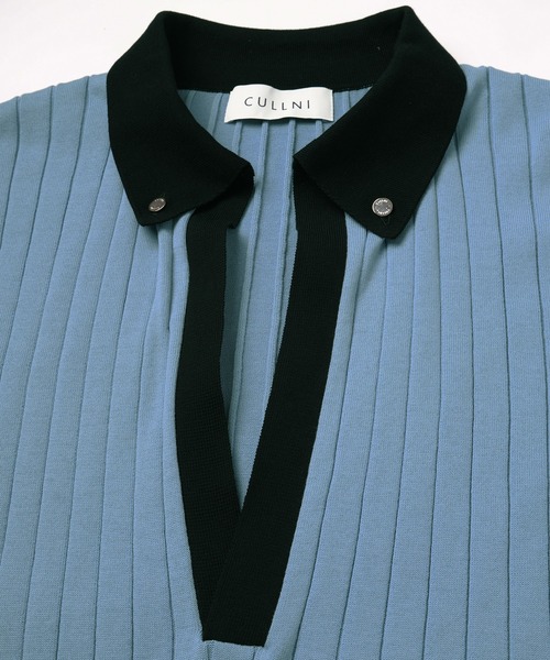 CULLNI(クルニ)の「Wide Rib Skipper Collar Knit Pullover(ニット/セーター・メンズ・ベージュ/ダークグレー/サックスブルー/ブラック・2/1/0)」の13枚目の写真