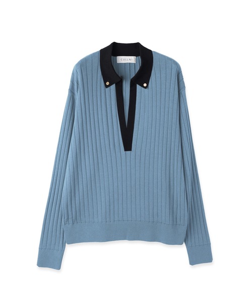 CULLNI(クルニ)の「Wide Rib Skipper Collar Knit Pullover(ニット/セーター・メンズ・ベージュ/ダークグレー/サックスブルー/ブラック・2/1/0)」の19枚目の写真