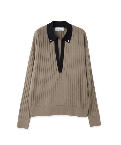CULLNI(クルニ)の「Wide Rib Skipper Collar Knit Pullover(ニット/セーター・メンズ・ベージュ/ダークグレー/サックスブルー/ブラック・2/1/0)」の17枚目の写真