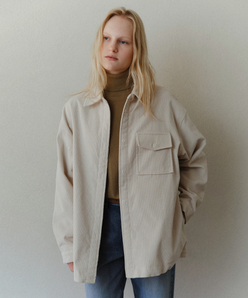 URAGO(ユラーゴ)の「Corduroy padded shirts(シャツ/ブラウス・レディース・Cream/ネイビー・FREE)」の5枚目の写真
