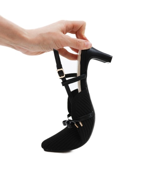 VIVIAN（ヴィヴィアン）の「サイドリボンニットスリングバックパンプス（パンプス・レディース・ブラック/アイボリー/グレー・S/M/L/LL）」の12枚目の写真