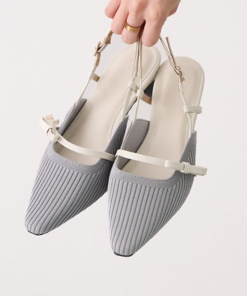 VIVIAN（ヴィヴィアン）の「サイドリボンニットスリングバックパンプス（パンプス・レディース・ブラック/アイボリー/グレー・S/M/L/LL）」の15枚目の写真
