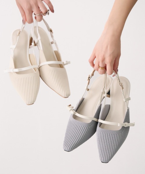VIVIAN（ヴィヴィアン）の「サイドリボンニットスリングバックパンプス（パンプス・レディース・ブラック/アイボリー/グレー・S/M/L/LL）」の18枚目の写真
