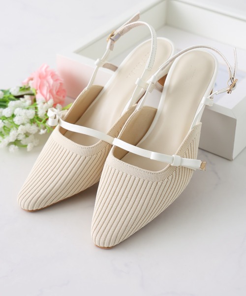 VIVIAN（ヴィヴィアン）の「サイドリボンニットスリングバックパンプス（パンプス・レディース・ブラック/アイボリー/グレー・S/M/L/LL）」の20枚目の写真