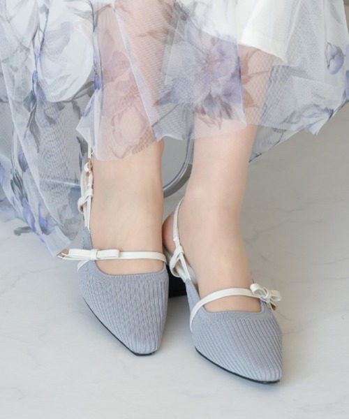 VIVIAN（ヴィヴィアン）の「サイドリボンニットスリングバックパンプス（パンプス・レディース・ブラック/アイボリー/グレー・S/M/L/LL）」の16枚目の写真