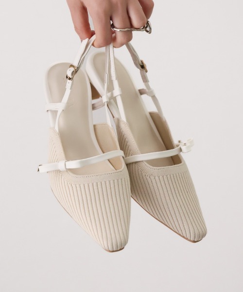 VIVIAN（ヴィヴィアン）の「サイドリボンニットスリングバックパンプス（パンプス・レディース・ブラック/アイボリー/グレー・S/M/L/LL）」の19枚目の写真