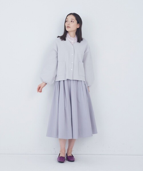 ADIEU TRISTESSE(アデュートリステス)の「COTTON SURFミラノリブカーディガン(カーディガン/ボレロ・レディース・グレイッシュベージュ/ブラック・FREE)」の3枚目の写真