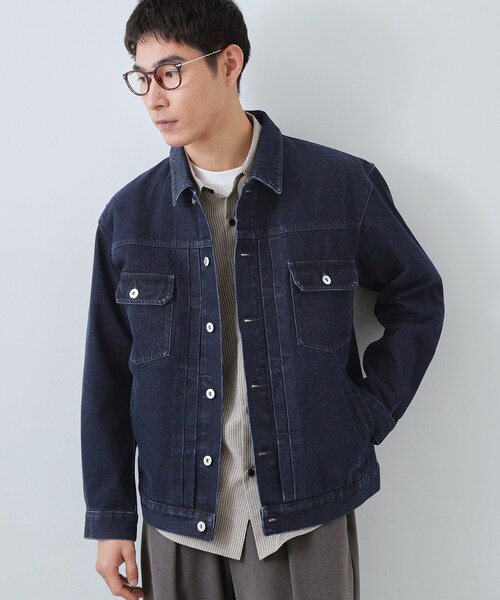 THE SHOP TK (ザ ショップ ティーケー )の「【大人にも取り入れやすい】デニムジャケット セットアップ可/洗濯機OK(ブルゾン・メンズ・ネイビー/ブラック・03/02/01/04)」の2枚目の写真