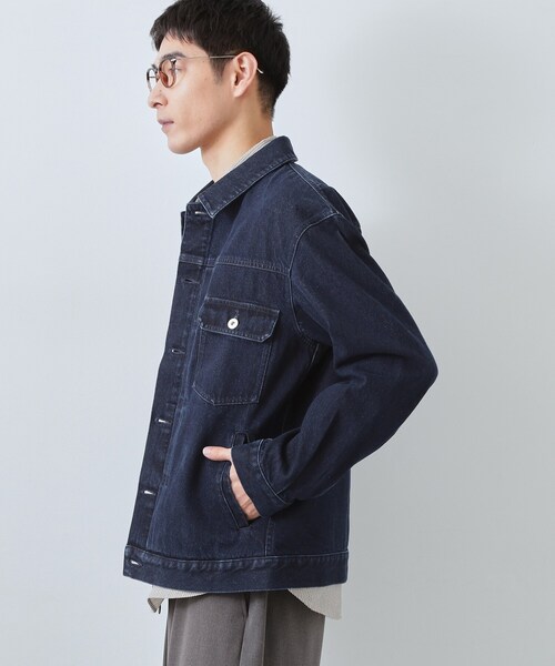 THE SHOP TK (ザ ショップ ティーケー )の「【大人にも取り入れやすい】デニムジャケット セットアップ可/洗濯機OK(ブルゾン・メンズ・ネイビー/ブラック・03/02/01/04)」の14枚目の写真