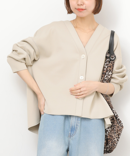 JOURNAL STANDARD relume(ジャーナルスタンダード レリューム)の「ソフトダンボールカーディガン(カーディガン/ボレロ・レディース・ブラック/ベージュ・FREE)」の1枚目の写真