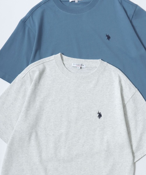 U.S. POLO ASSN.(ユーエスポロアッスン)の「U.S. POLO ASSN./ユーエスポロアッスン オーバーサイズ コットン ロゴ ワンポイント刺繍 半袖Tシャツ/無地T/レディース メンズ(Tシャツ/カットソー・メンズ・ダークブルー/ネイビー/グリーン/ブラック/オフホワイト/杢グレー・M/L/LL)」の3枚目の写真