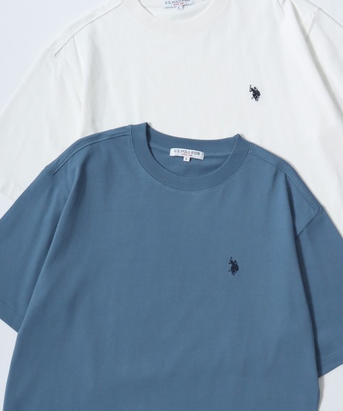 U.S. POLO ASSN.(ユーエスポロアッスン)の「U.S. POLO ASSN./ユーエスポロアッスン オーバーサイズ コットン ロゴ ワンポイント刺繍 半袖Tシャツ/無地T/レディース メンズ(Tシャツ/カットソー・メンズ・ダークブルー/ネイビー/グリーン/ブラック/オフホワイト/杢グレー・M/L/LL)」の6枚目の写真