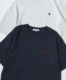 U.S. POLO ASSN./ユーエスポロアッスン オーバーサイズ コットン ロゴ ワンポイント刺繍 半袖Tシャツ/無地T/レディース メンズ