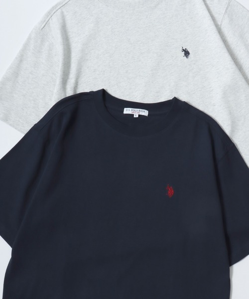 U.S. POLO ASSN.(ユーエスポロアッスン)の「U.S. POLO ASSN./ユーエスポロアッスン オーバーサイズ コットン ロゴ ワンポイント刺繍 半袖Tシャツ/無地T/レディース メンズ(Tシャツ/カットソー・メンズ・ダークブルー/ネイビー/グリーン/ブラック/オフホワイト/杢グレー・M/L/LL)」の5枚目の写真