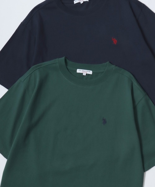 U.S. POLO ASSN.(ユーエスポロアッスン)の「U.S. POLO ASSN./ユーエスポロアッスン オーバーサイズ コットン ロゴ ワンポイント刺繍 半袖Tシャツ/無地T/レディース メンズ(Tシャツ/カットソー・メンズ・ダークブルー/ネイビー/グリーン/ブラック/オフホワイト/杢グレー・M/L/LL)」の4枚目の写真