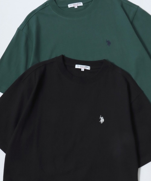 U.S. POLO ASSN.(ユーエスポロアッスン)の「U.S. POLO ASSN./ユーエスポロアッスン オーバーサイズ コットン ロゴ ワンポイント刺繍 半袖Tシャツ/無地T/レディース メンズ(Tシャツ/カットソー・メンズ・ダークブルー/ネイビー/グリーン/ブラック/オフホワイト/杢グレー・M/L/LL)」の2枚目の写真