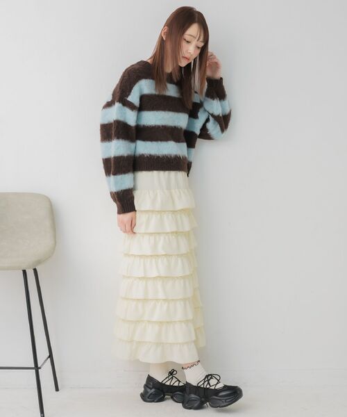 RETRO GIRL（レトロガール）の「メニーフリルナローSK（スカート・レディース・ライトブルー/ナチュラル・FREE）」の21枚目の写真